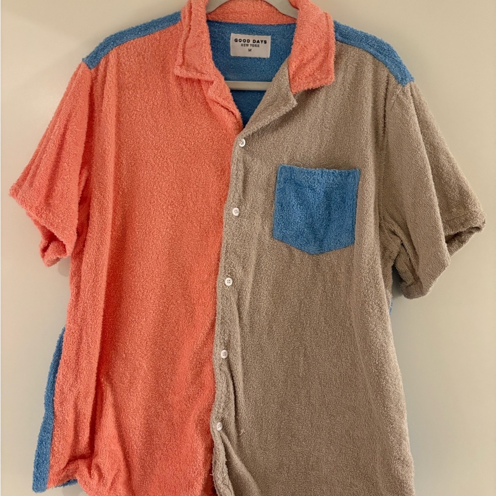 Men's Good Days New York Multicolor Terry Cloth Camp Shirt